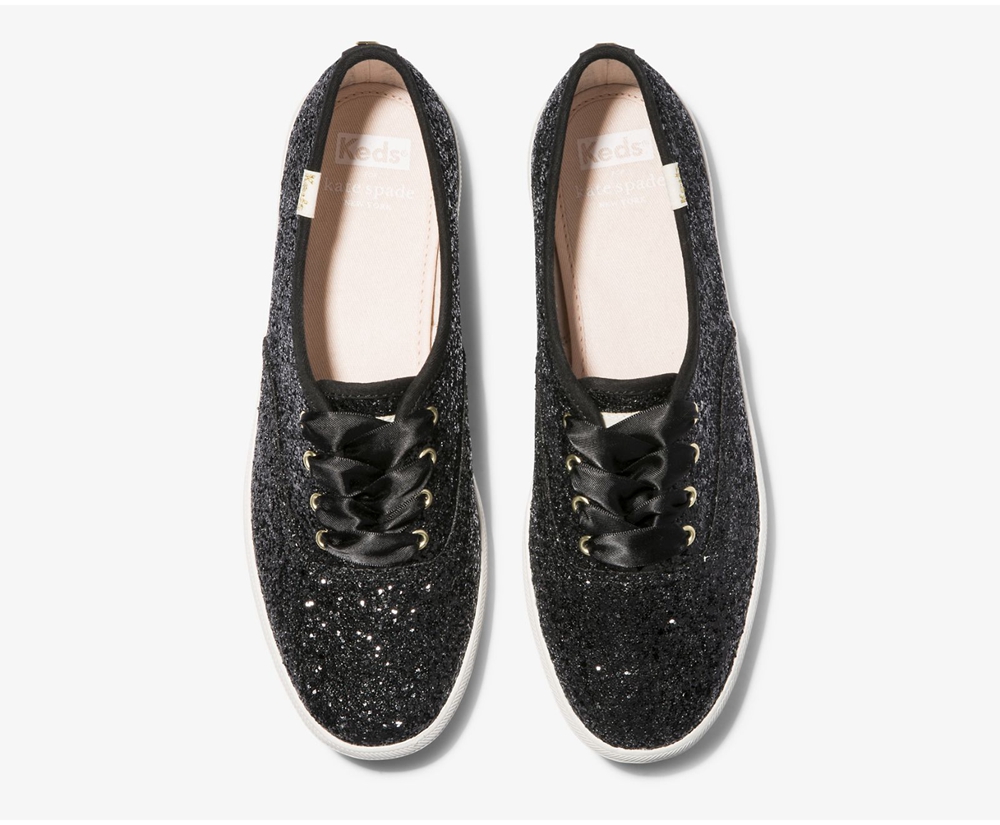 Keds Sneaker Damen Schwarz - Kate Spade New York Champion Glitter - KHZ-790462